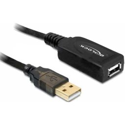 Cable alargador USB 2.0 DeLOCK 20 m Negro Macho/Hembra