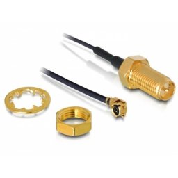 Cable antena Delock RP-SMA a I-PEX 20 cm negro