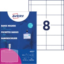 AVERY ZWECKFORM AVZ 4822 - Placa de identificación, 60x90 mm, clip, con placas de in