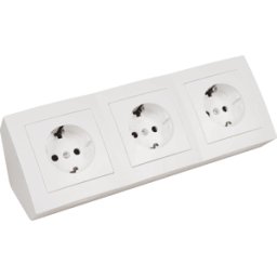 MC-POWER MCP 534-269 - Toma de mesa, de 3 vías, tipo F - CEE 7/3, blanco