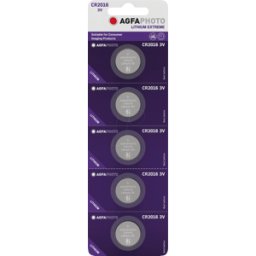 AGFAPHOTO AGFA CR2016 X5 - Pila de botón de litio, CR20.16, 3V, 20.0x1,6 mm, paquete