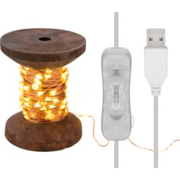 GOOBAY GB 60341 - Cadena de luz LED 10 mtr "bobina de hilo" con 100 led, cable USB