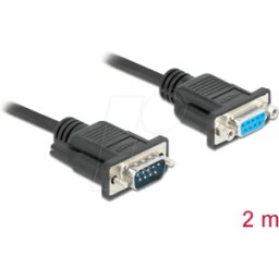 DELOCK 86616 - Cable de módem nulo, RS-232, macho/hembra con tuercas, 2