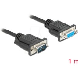 DELOCK 86615 - Cable de módem nulo, RS-232, macho/hembra con tuercas, 1