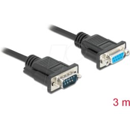 DELOCK 86617 - Cable de módem nulo, RS-232, macho/hembra con tuercas, 3