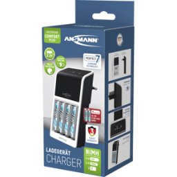 ANSMANN ANS 1001-0094-01 - Cargador enchufable, NiMh, incl. 4 pilas AA (Mignon), blanco