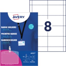 AVERY ZWECKFORM AVZ 4825 - Placa de identificación, 60x90 mm, Lanyard, con placas de