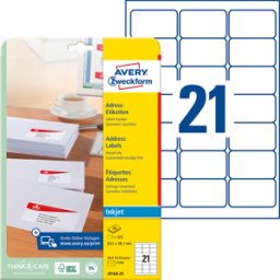 AVERY ZWECKFORM AVZ J8160-25 - Etiqueta de dirección, etiquetas de carta, 63,5 x 38,1 mm
