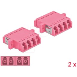 DELOCK 86542 - Acoplamiento de fibra óptica LC Quad/LC Quad, 2 unidades