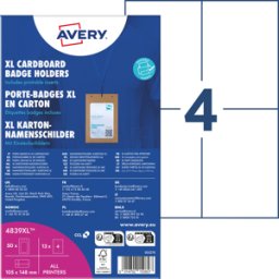 AVERY ZWECKFORM AVZ 4839XL - Placa de identificación, 105x148 mm, lanyard, con placas