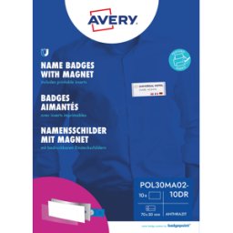 AVERY ZWECKFORM AVZ POL30MA02-10 - Placa de identificación, 70x30 mm, imán, con placa