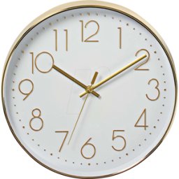 NEDIS N CLWA015PC30GD - Reloj de pared, diámetro: 300 mm, plástico, dorado