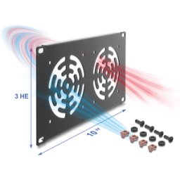 DELOCK 67433 - 10" panel de rack 3U, para 3 ventiladores, gris oscuro