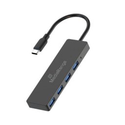 Hub USB Mediarange MRCS508 USB-C 4 Puertos USB 3.0 5Gbps Plug&Play Negro
