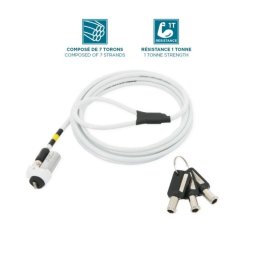 Candado de seguridad Mobilis 001329 Acero 1,8m Blanco 3 llaves portátil