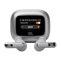 Auriculares JBL Live Beam 3 inalámbricos Bluetooth con Cancelación de Ruido, micrófonos y estuche táctil plata