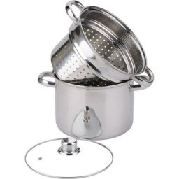 Baumalu Olla Para Pasta De Acero Inoxidable 20 Cm, 5 L Con Inserto Perforado Y Tapa De Vidrio