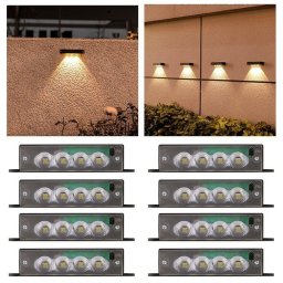 Luz Solar de Pared Autrucker 8 Luces LED 4 Unidades Impermeable IP65
