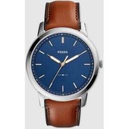 Fossil Reloj de hombre The Minimalist FS5304 de piel marrón. Azul