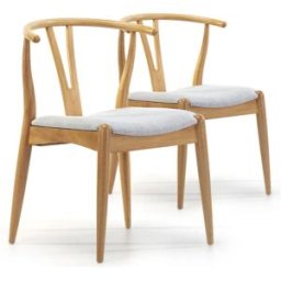 VS Venta-stock Pack 2 sillas Rustic Color Roble, Madera Maciza, 55 x 54,5 x 76 cm