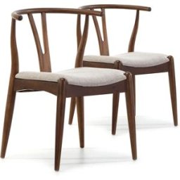 VS Venta-stock Pack 2 sillas Rustic Color Nogal, Madera Maciza, 55 x 54,5 x 76 cm
