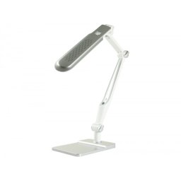 Lampara de escritorio q-connect led 9w 550 lm tactil 3 niveles color brazo y base oscilantes plateado