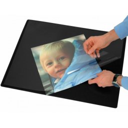 Vade sobremesa q-connect negro con solapas transparentes 50x63 cm