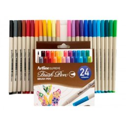 Rotulador artline supreme brush pintura base agua punta tipo pincel trazo fino bolsa 24 unidades colores surtidos
