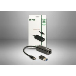 Tarjeta de red Inter-Tech IT-732 USB Tipo C Ethernet 2,5 Gbit/s aluminio gris