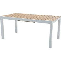 Unique Mesa de Mesa y sillas de jardín extensible de aluminio y poliwood L.170/230 cm - Natural claro y blanco - MACILA de MYLIA