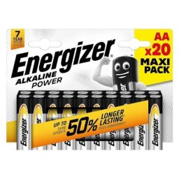Pilas Alcalinas Energizer Power AA Pack 20 Unidades Larga Duración