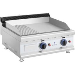 Royal Catering Plancha doble de gas fry top - 60 x 40 cm - Lisa/ondulada - 2 x 3.100 W - Gas natural - 20 mbar 10011918