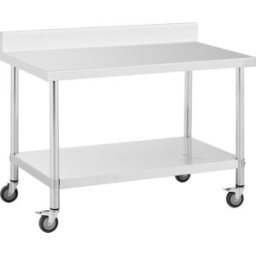 Mesa de acero inoxidable con ruedas - PREMIUM - 70 x 120 cm - 158 kg - antisalpique - Royal Catering 10012811