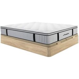 Unique Conjunto de canapé abatible de 180 x 200 cm color natural claro + colchón de muelles ensacados con topper integrado de 28cm de grosor - AMERICAN DREAM de YSMÉE