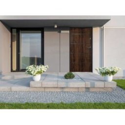 Unique Puerta de entrada de acero macizo y acero inoxidable Alt. 207 x L100 cm natural oscuro - apertura izquierda - NAXARA