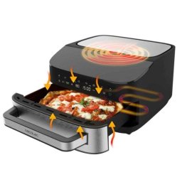 Horno eléctrico 7L con pantalla táctil y piedra para pizza Negro resistencias superiores e inferiores