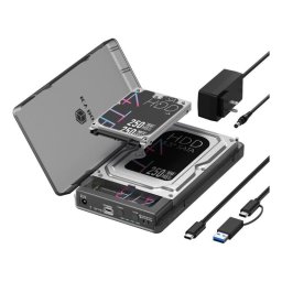 Caja PC Icy Box IB-3882MSCL-CU31 M.2/2.5"/3.5" Plástico Negro con clonación offline
