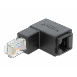 Adaptador DeLOCK RJ45 macho a hembra Cat.6 UTP 90° negro