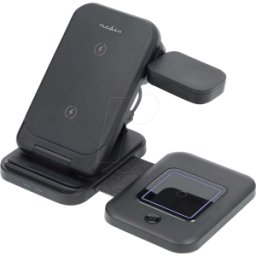 NEDIS N WDCHAQ15W110BK - Cargador Qi, 15 W, inducción, 3 en 1, negro