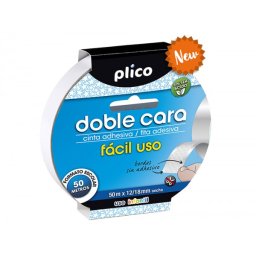 Cinta adhesiva plico doble cara facil uso 50 m x 12/18 mm