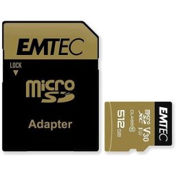 Tarjeta MicroSD Emtec ECMSDM512GXC10SP 512GB UHS-I U3 V30 A2 con adaptador