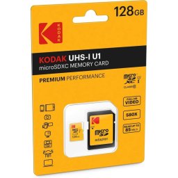 Kodak Premium Perfomance Tarjeta de Memoria MicroSDXC 128GB Clase 10 con Adaptador