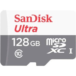 Tarjeta microSDXC Sandisk Ultra 128GB UHS-I U1 Clase 10 Gris Blanco