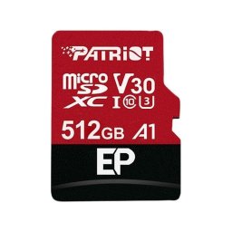 Tarjeta microSDXC Patriot EP V30 A1 512GB 90MB/s Clase 10 U3 V30 con adaptador SD