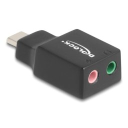 Cambiador de género DeLock 67128 USB-C con doble jack 3,5 mm y Plug & Play