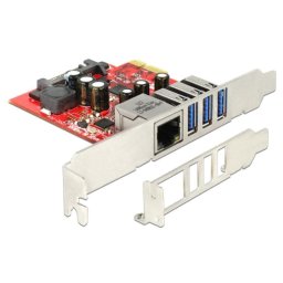 Tarjeta de Red DeLock 89382 PCI Express 5 Gbps 3 USB 3.0 y LAN Gigabit