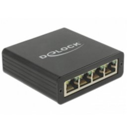 Hub DeLOCK 4 puertos RJ-45 USB 3.0 Realtek RTL8153 0,8 m metal negro