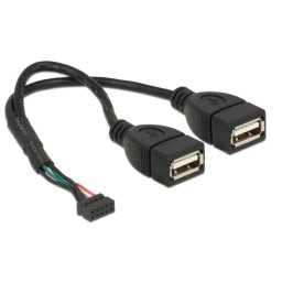 Cable USB Delock 84933 0,2 m USB 2.0 2 x USB A Negro