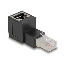 Adaptador RJ45 macho a hembra Cat.6A 90° acodado hacia arriba DeLOCK