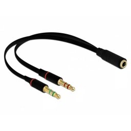 Adaptador de audio Delock 65967 3,5 mm hembra a 2x 3,5 mm macho 0,2 m negro